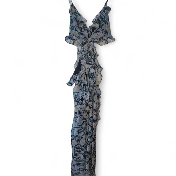 ASTR The Label Palace Floral maxi dress W/ cut-out detail ruffle hem Sz M 6-8 - Picture 3 of 8